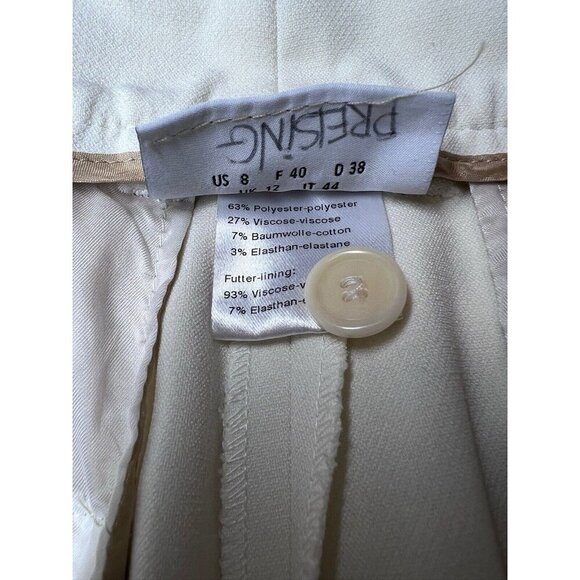 Akris Punto Womens Pants Size 8 Cream Pleated Trouser - Picture 10 of 13